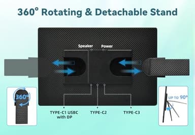2.5K Portable Monitor for Laptop - 16 inch QHD Laptop Screen Extender 120% sRGB Wide Color HDR HDMI USB C Travel External Display with Kickstand Gaming Monitor for Computer PC Phone Game Console - Image 5