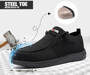 LARNMERN Steel Toe Loafers Women Slip On Shoes Lightweight Comfortable Lounging Walking Safety Work Flats Sneakers(6 Women, Black Women) - Image 5