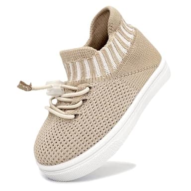 iSusuJo Baby Shoes Boys Girls Barefoot Sock Sneakers Infant First Walking Shoes 6 9 12 15 18 24 Months Camel White Size 12-18 Months Infant - Image 1