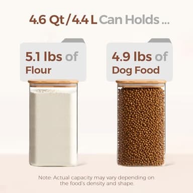 ComSaf 1.2 Gallon Wide Mouth Flour Sugar Storage Containers 2 Pcs, 4.6 Qt Glass Storage Containers with Lids, Large Pantry Glass Jar with Lid, Big Jars for Rice, Flour, Sugar, Cereal, Cookie, Coffee - Image 3