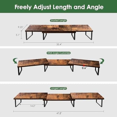 Dual Monitor Stand Riser With Drawer, Office Desk Organizers And Accessories, Computer Monitor Riser For 2 Monitors For Desk, Monitor Shelf With Adjustable Length & Angle - Image 3