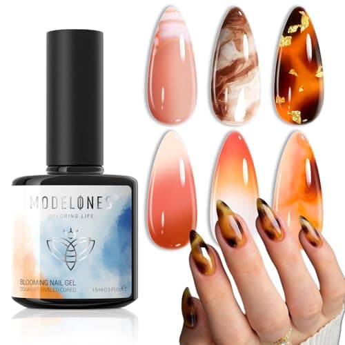modelones Blooming Gel Nail Polish, 15 ml Clear Nail Art Accessories Stuff for Spreading Effects, Floral Print, Marble, Watercolor Design - Image 1