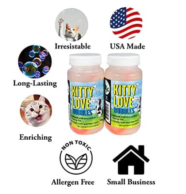 Kitty Love Bubbles: 2 Pack Catnip Scented - 4oz Bottles, Catnip Infused Long Lasting Bubbles For Cats, Non-Toxic & Allergen-Free, Combine Toy & Treat - Image 5