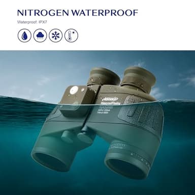 AOMEKIE 10x50 Waterproof Marine Binoculars for Adults with Rangefinder Compass BAK4 Prism FMC Lens for Birdwatching Hunting Boating - Image 6