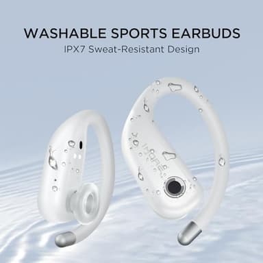 1MORE Fit Open Earbuds S50, Open Ear Wireless Headphones Bluetooth 5.3 with 4 Microphone, Earbuds with Earhooks for Sports Running, IPX7, Fast Charging, 38H-Playtime, Preset EQ Via App, White - Image 6