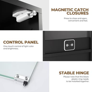 BROTTAR Glass Display Cabinet, 4-Tier Curio Cabinets with 3 Color Lights for Collectibles, Storage Cabinet with Door, Glass Display Case & Bookcase with Human Body Sensor, Black - Image 4