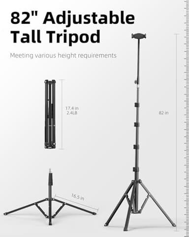 Weilisi Heavy Duty Tablet Tripod Stand 82” Tall, Floor Stand with Remote and Adjustable Gooseneck for Watching/Stream/Recording, Tripod for iPad Pro 12.9”/Kindle/iPhone, and All 4.5-13” Tablet/Phone - Image 4