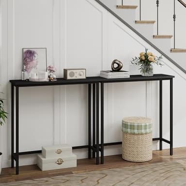 HollyHOME Narrow Console Table, 29.5" Slim Entryway Table, Sofa Stand, Hallway Shelf for Hallway, Bedroom, Living Room, Foyer, Black - Image 9