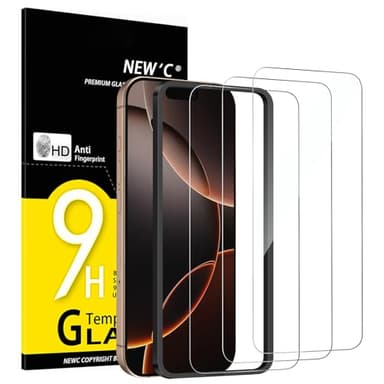 NEW'C 3 Pack Designed for iPhone 17, 17 Pro, iPhone 16 Pro Screen Protector (6.3 inches), Enhanced Tempered Glass Protection with easy installation tool included,Case Friendly Ultra Resistant - Image 1