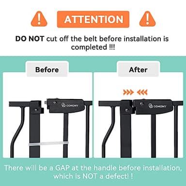 COMOMY 29.5-48.4" Baby Gate with Adjustable Cat Door,Extra Wide Metal Cat Gate for Stairs Doorways, Auto Close Dog Gate with Pet Door for House, Pressure Mounted Easy Walk Through (30" Tall, Black) - Image 6