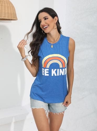 IRISGOD Womens Tank Tops Loose Fit Summer Cute Graphic Sleeveless Shirts Workout Basic Tunic - Image 2