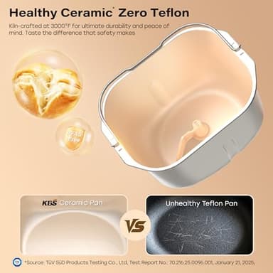 KBS Pro 710W Bread Maker, 2LB 17-in-1 Automatic Bread Machine with Healthy Ceramic Pan, Nut Dispenser, Tempered Glass Touch Panel, Stainless Steel Housing,3 Crust Colors, 15H Timer&Keep-Warm, Recipe - Image 5