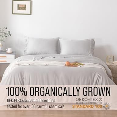 Bella Coterie Luxury Bamboo Viscose Queen Size Sheet Set | 100% Organically Grown | Ultra Soft | Cooling for Hot Sleepers | 18" Deep Pocket [Grey Mist] - Image 4