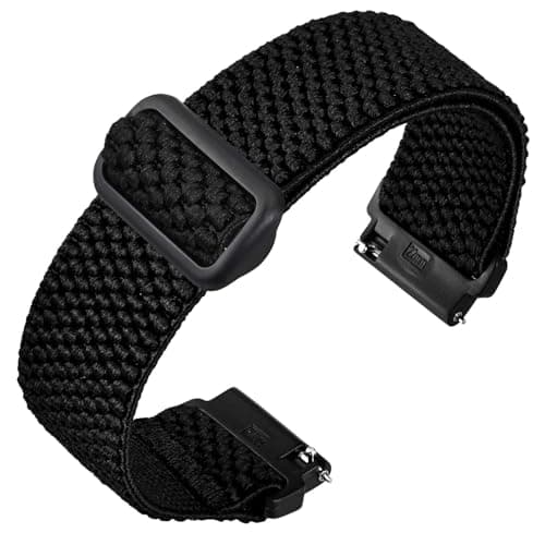 ANNEFIT Stretchy Nylon Watch Band for Men Women, Adjustable Elastic Watch Straps with Quick Release, Replacement Wristband 20mm with Black Buckle (Black) - Image 1