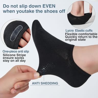 AHOVIT 8 Pairs No Show Socks Womens and Mens Low Cut Ankle Short Non Slip Athletic Running Casual Invisible Liner Socks - Image 3