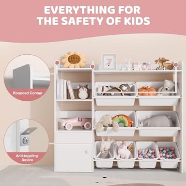 Xilingol Kids Toy Storage Organizer, 4-Tier Toy Organizers W/8 Removable Storage Bins, Kid Bookshelf and Toy Storage for Study Room, Bedroom, Kids Room, Classroom, Nursery - Image 4