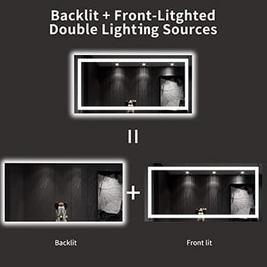 LOAAO 60X30 LED Bathroom Mirror with Lights, Anti-Fog, Dimmable, Backlit + Front Lit, Lighted Bathroom Vanity Mirror for Wall, Memory Function, Tempered Glass, ETL Listed - Image 5