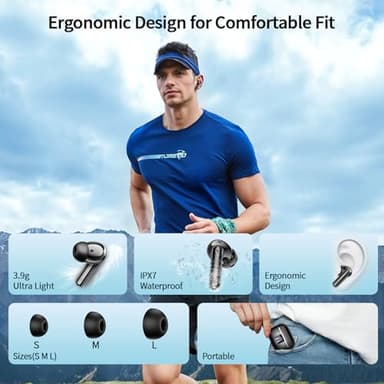 Wireless Earbuds, Bluetooth 5.4 Headphones in Ear Bass Stereo, Ear Buds with 4 ENC Noise Cancelling Mic, 38H Playtime with LED Display, IPX7 Waterproof Wireless Earphones for iOS Android, USB-C - Image 6