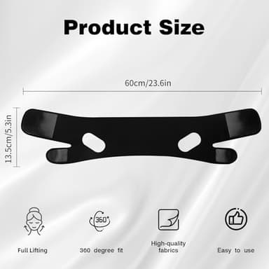 Juskaa Chin Strap for Sleeping,Double Chin Reducer,Adjustable Chin Strap,Jaw Strap,Jawline Shaper,V Line Lifting Mask,Black,M - Image 7