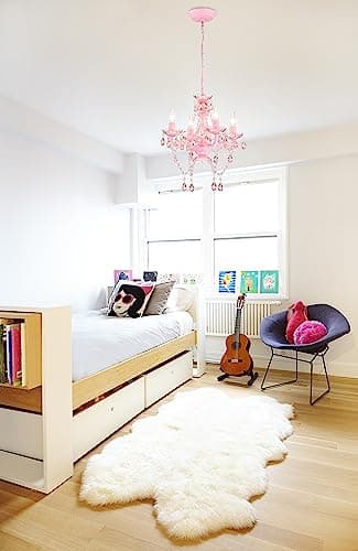 LaLuLa Mini Chandelier with Acrylic Crystals Pink Chandelier 4 Light Modern Chandeliers for Bedroom and Girls Room - Image 3