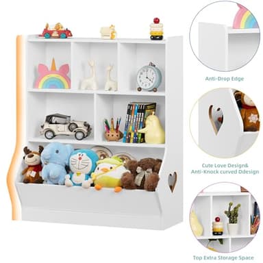 Lerliuo Kids Toy Storage Organizer, 3 Tier Children Small Bookcase and Bookshelf, Toddler 7 Cubby Toy Storage Cabinet, Toy Shelf for Playroom, Bedroom, Living Room, Nursery, School 29.53'' H (White) - Image 7