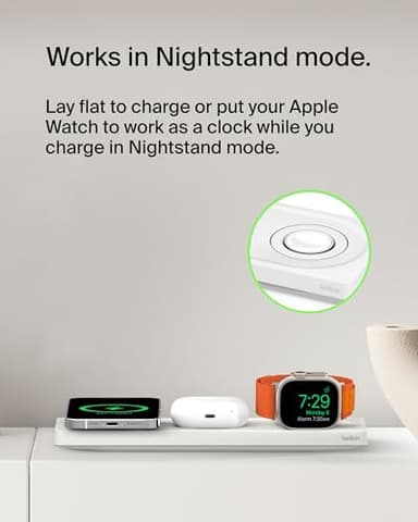 Belkin BoostCharge Pro 15W 3-In-1 Wireless MagSafe Charging Pad - White - Image 7