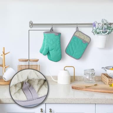 Coziselect Oven Mitts and Pot Holders Set, 4-Piece Heat Resistant Kitchen Set with Pocket Style Hot Pads & Silicon Non-Slip, Quilted Insulated Oven Gloves for Baking, BBQ, Grilling (Assorted Colors) - Image 5