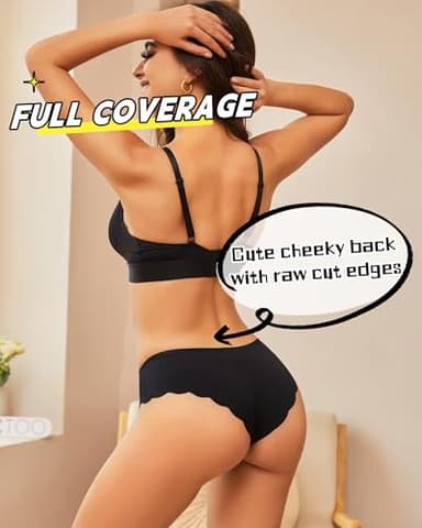 FINETOO 6 pack Seamless Underwear for Women Sexy Low Rise Hipster Wave Edge No Show Bikini Panties Womens Cheeky S-XL - Image 2