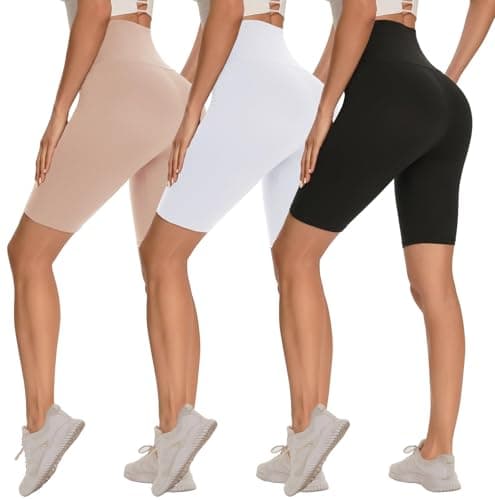 3 Pack Biker Shorts for Women – 8"/5"/3" High Waisted Tummy Control Workout Yoga Running Athletic Shorts - Image 1