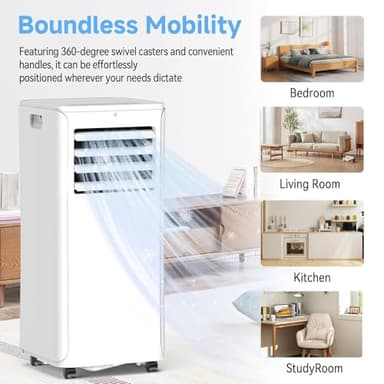 12000 BTU Portable Air Conditioners - 3-in-1 Cooling Unit with Dehumidifier, Fan & AC Modes - Ac Units Cools Up to 550 Sq.Ft - 24-Hour Timer, Remote Control & Window Kit Included - White - Image 3