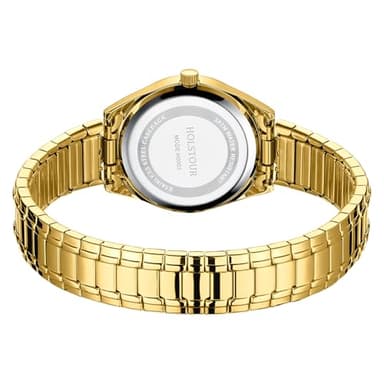 HOLSTOUR Watches for Women Easy Reader Watch with Stainless Steel Expansion Band, Gold Analog Dial 30M Resistant (6.10in-6.80in) - Image 3