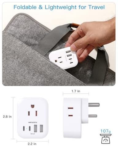 2 Pack US to India Plug Adapter, HANYCONY Type D Travel Plug Adapter with 4 Outlets 4 USB Charger (2 USB C Ports), India Power Adapter for USA to India, Bangladesh Maldives Pakistan Nepal Sudan - Image 5