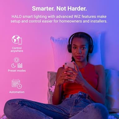 HLB6099WZRGBWMWR: HALO 6” Smart Wi-Fi Slim Canless LED Downlight Powered by WiZ Pro, Dimmable Full Color with Smart Home Integration - Image 4