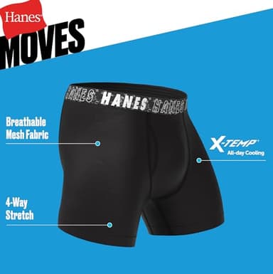 Hanes Boys' Big Performance Tween Boxer Brief Pack, X-Temp Mesh Stretch Underwear, 6-Pack, Black-6 Pack, Large - Image 3
