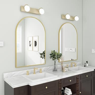 BEAUTYPEAK 20"x30" Arch Bathroom Mirror, Wall Mounted Vanity Metal Frame Mirror for Bedroom, Entryway, Living Room, Gold - Image 6