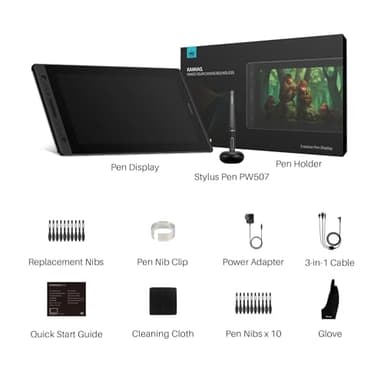HUION KAMVAS Pro 16 Graphics Drawing Tablet with Screen Full-Laminated Graphics Monitor with Battery-Free Stylus Tilt 8192 Pen Pressure 6 Hot Keys Touch Bar - 15.6inch Graphic Tablet for PC/MAC/Linux - Image 8