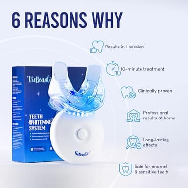 VieBeauti Teeth Whitening Kit with LED Light for Sensitive Teeth, 35% Carbamide Peroxide, Remineralizing Gel for Fast Results Mint - Image 7