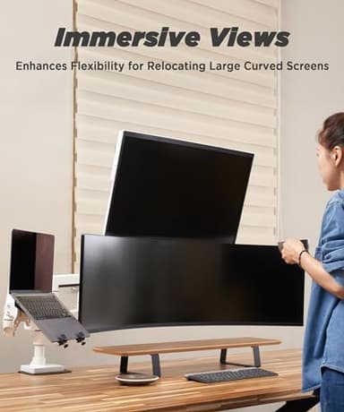 ULTRARM Heavy Duty Monitor Arm for Ultrawide Monitors up to 57" and 44 lbs, Single Desk Stand, Pneumatic Height Adjustable, Modular Extension Arms - Max VESA 100x100, White, MA20PW-S - Image 5