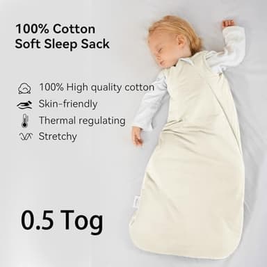 Okayinn BubblePanda Baby Sleep Sack 24-36 Months 100% Cotton 0.5 Tog Toddler Sleeping Sack 2t-3t for Babies Unisex 2-Way Zipper 3t Baby Wearable Blanket Lightweight Thin - Image 2