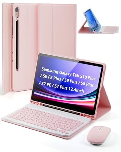 TUNKARMOR Case Keyboard for Samsung Galaxy Tab S10+ Plus / S9 FE+ Plus / S9+ Plus / S8+ Plus / S7 FE / S7+ Plus 12.4inch - Mouse and Magnetic Keyboard, Slim Case with S Pen Holder - Image 1