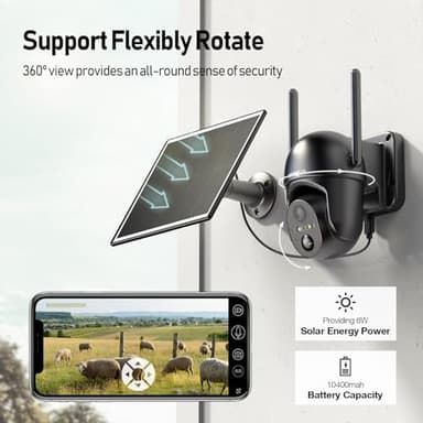 SEHMUA 4G LTE Cellular Solar Security Camera Wireless Outdoor, No WiFi Solar Powered Camera, 360° Live View, 2K Color Night Vision, PIR Motion Sensor, 2 Way Talk, Built in SIM Card - Image 4