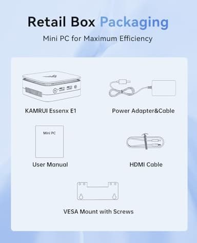 KAMRUI Essenx E1 Mini PC, Mini Computers Alder Lake N97(up to 3.60 GHz), Mini Desktop Computer, 16GB DDR4 256GB M.2 SSD, Small Computer Support 4K, WiFi 2.4G/5G, BT4.2, Business Home Office Family-NAS - Image 9
