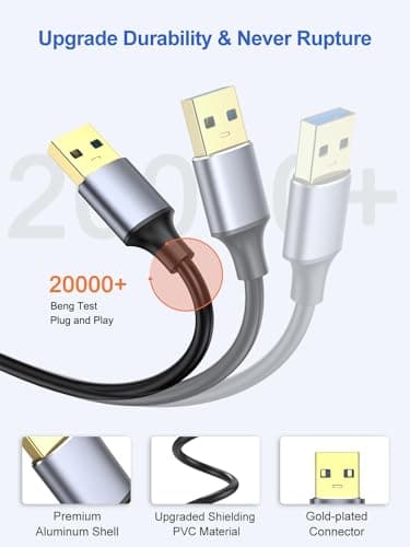 ApoJodly USB Cable 3FT 5-Pack, USB 3.0 Cord USB A Male to Male Cable Double Sided Compatible with Hard Drive, Laptop Cooler, DVD Player and More - Image 4