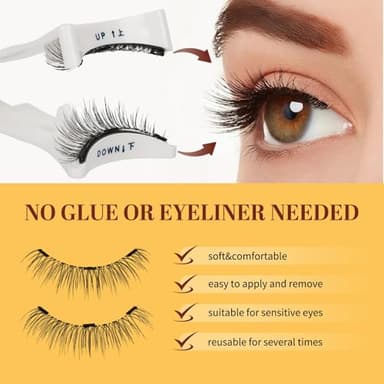 QUEWEL Magnetic Eyelashes 1 Pair Reusable Magnetic Eyelashes with Applicator No Glue Needed Eyelashes Cat Eye Natural Look Lash Clusters Kit Easy to Wear and Remove(B04) - Image 6