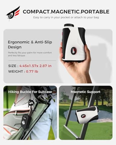 Golf Rangefinder with Slope - 1200 Yards Laser Range Finder with Flag Pole Locking Vibration, 7X Magnification rangefinder with Magnet Stripe - Image 7