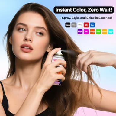Temporary Hair Color Spray For Women Kids Men, Washable Temporary Hair Dye Spray One Day Hair Color Wax Non-Sticky For Cosplay Party DIY, Christmas Party, Halloween Crazy Hair Day (Black, 4.06 oz) - Image 8