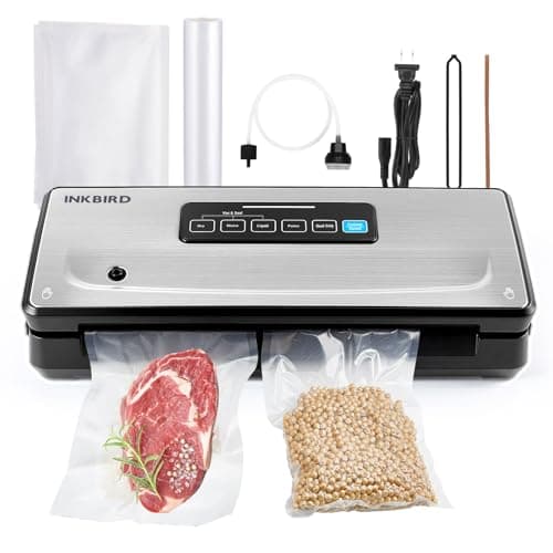 Food Vacuum Sealer Machine 10-In-1 with Bag Storage(Up to 20FT) and Cutter, INKBIRD Food Sealer Vacuum Sealer for Food with Moist/Dry/Canister 5 Food Modes, Starter Kits Bags*5 and Bag Roll*1, 85KPa - Image 1