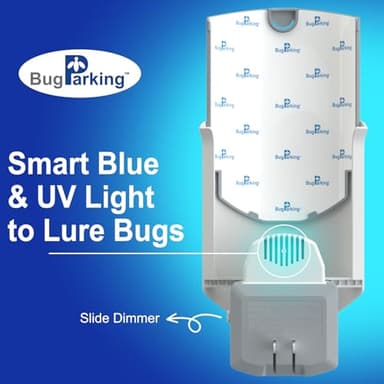 Flying Insect Trap for Indoors: Light Trap Captures Fruit Flies, Gnats, and Houseflies, BUG PARKING 1 Device and 3 Refills Silent Bug Catcher with UV Light for Indoor-Plants, Kitchen - Image 3