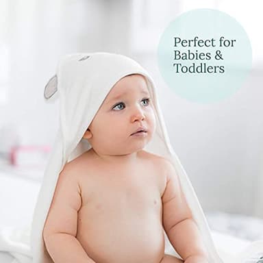 HIPHOP PANDA Hooded Towel - Rayon Made from Bamboo, Bath Towel with Bear Ears for Newborn, Babie, Toddler, Infant - Absorbent Large Baby Towel - Bear, 30 x 30 Inch - Image 3