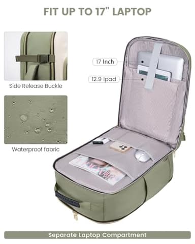 LOVEVOOK 40L Travel Backpack for Women & Men, Airline Approved Carry On Luggage with 3 Packing Cubes, TSA Overnight Bags, Waterproof Personal Item Bag, Weekender Essentials Backpacks fits 17" Laptop - Image 8